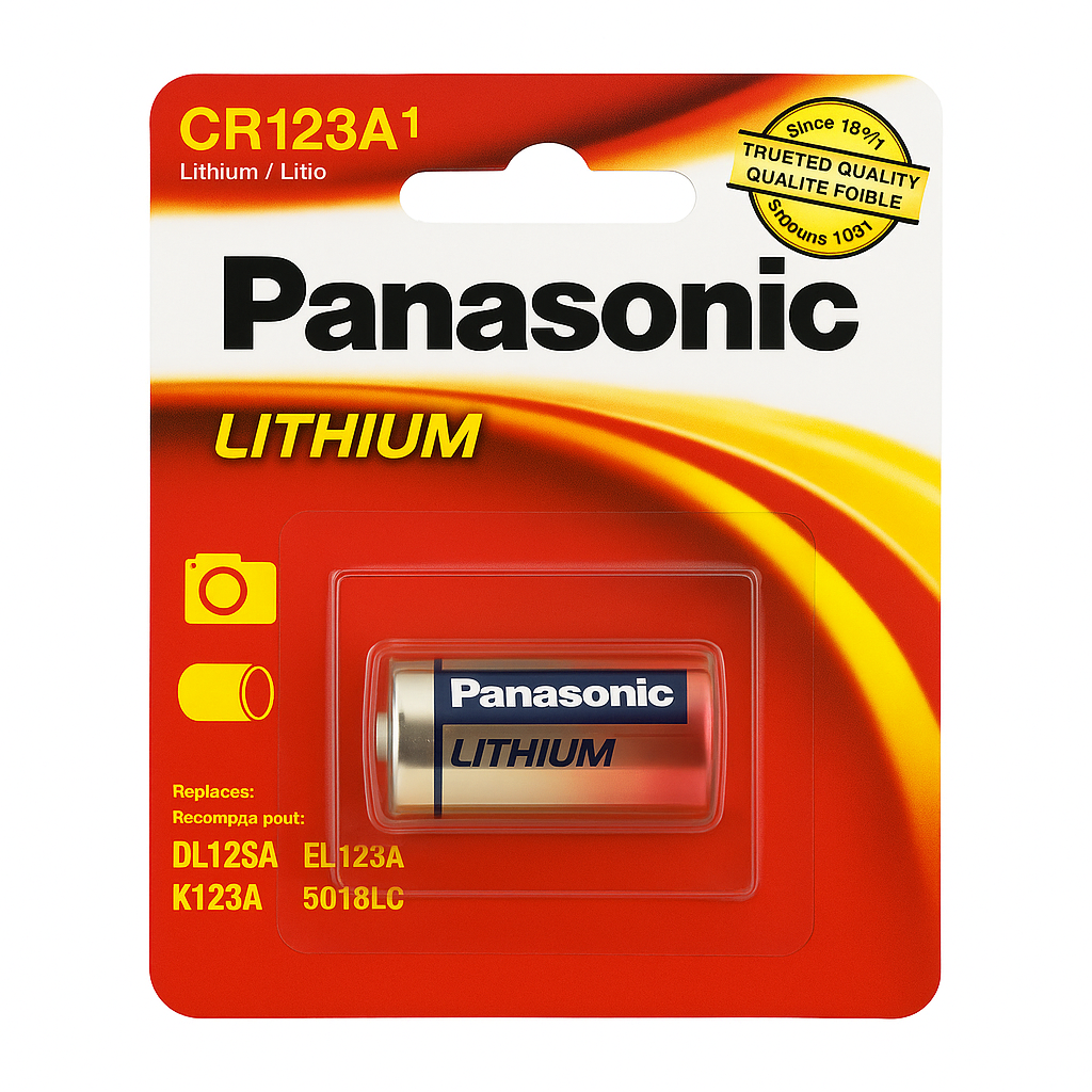 Pila de litio PANASONIC  CR123A 3.0 V 1550 mAh Tamaño 2/3 A Li-MnO₂