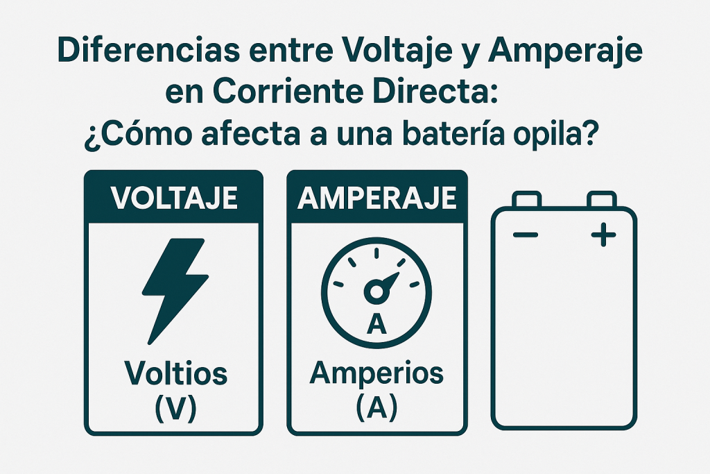 Diferencias entre voltaje y amperaje en corriente directa – infografía técnica