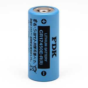 Pila de litio FDK CR17450E-R 3V tamaño 4/5 AF en fondo blanco