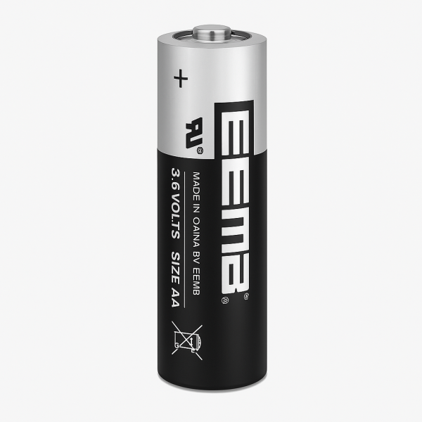Pila de litio EEMB ER14505 tamaño AA vista frontal 3.6V 2600mAh