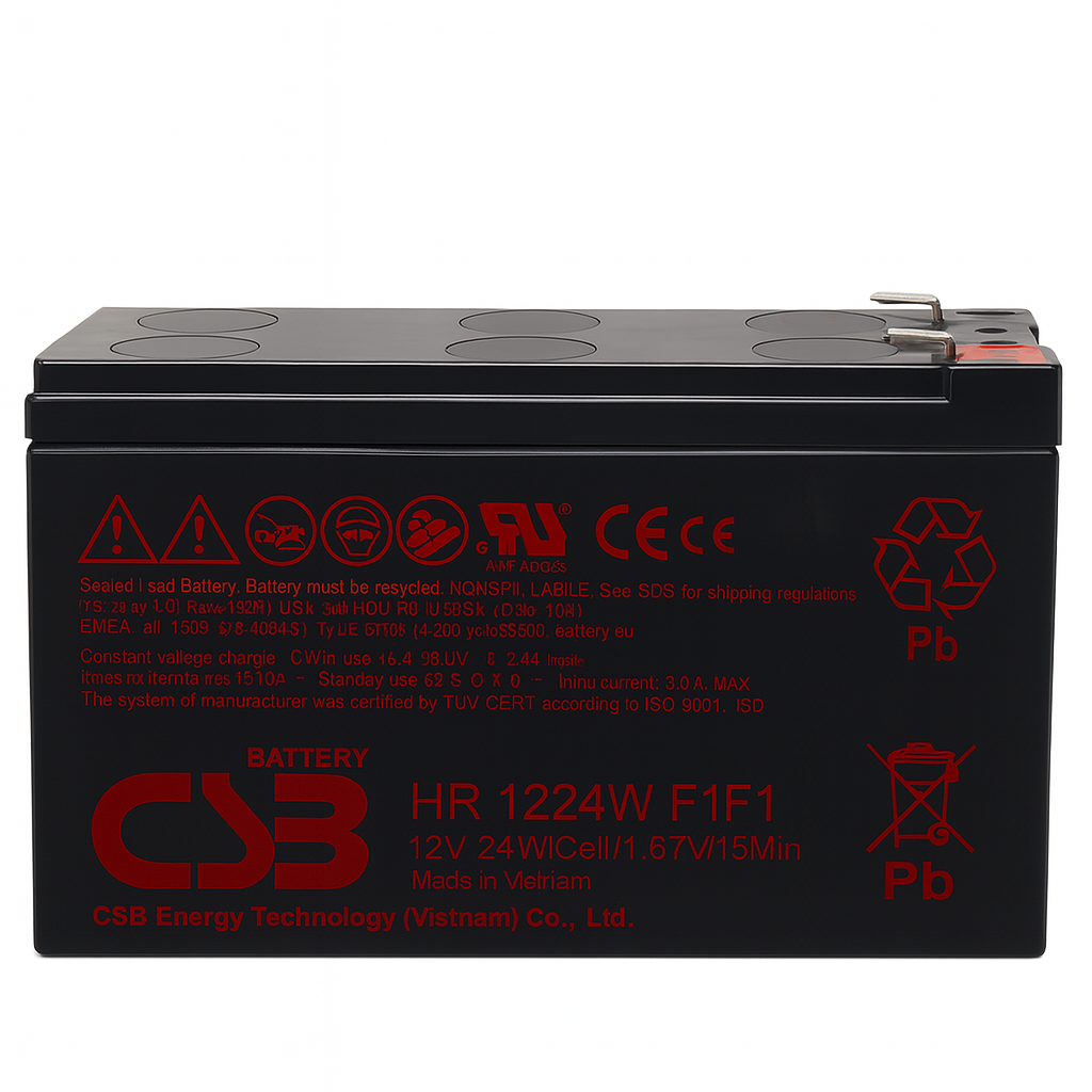 Batería Sellada CSB HR1224W F1 12V 24W/celda AGM – UPS REMPLAZO APCRBC154