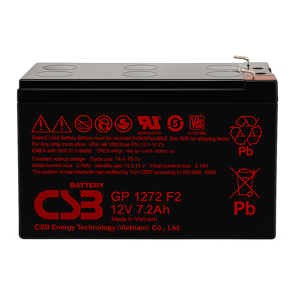Batería Sellada CSB GP1272 12V 7.2Ah AGM – UPS y Respaldo de Energía
