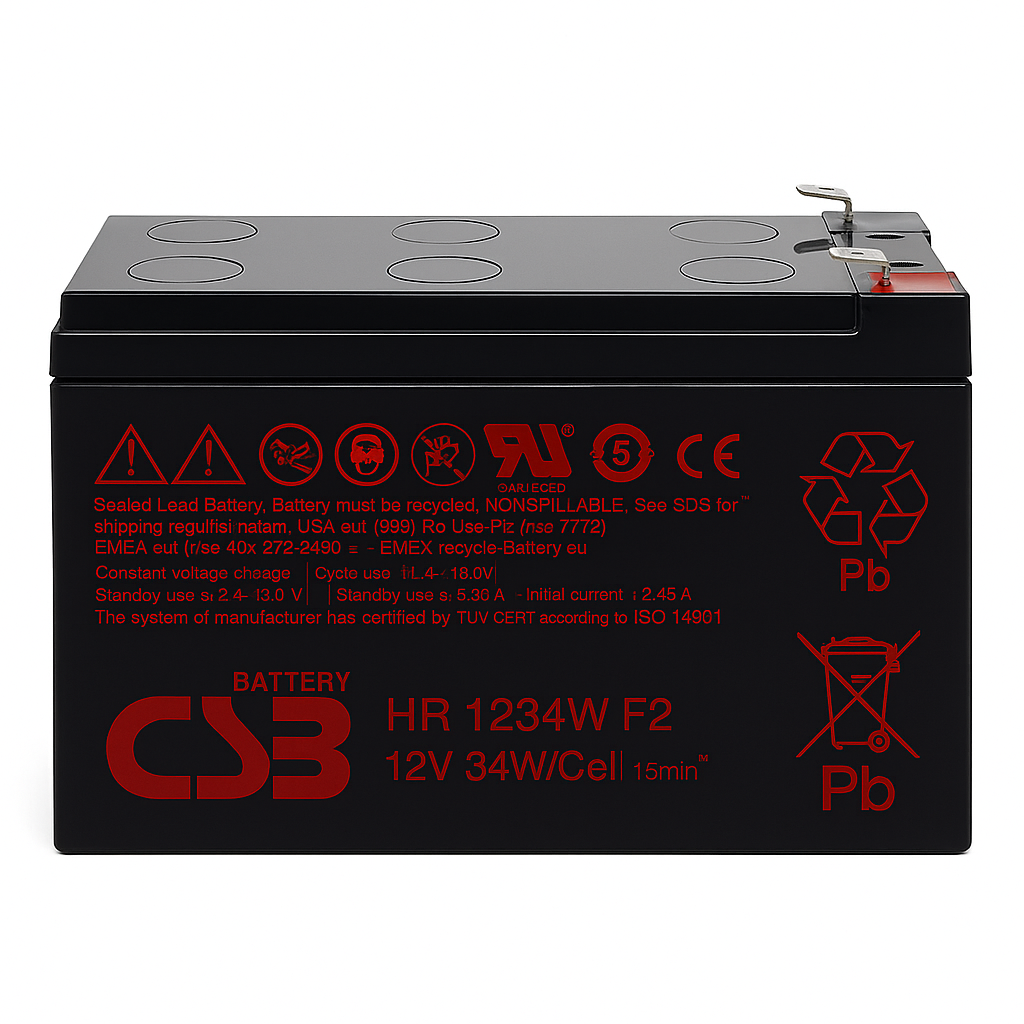 Batería Sellada CSB HR1234W F2 12V 34W/celda AGM – Alto Desempeño para UPS