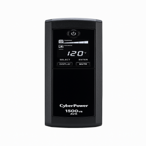 CyberPower CP1500AVRLCD con pantalla LCD, botón de encendido y controles frontales