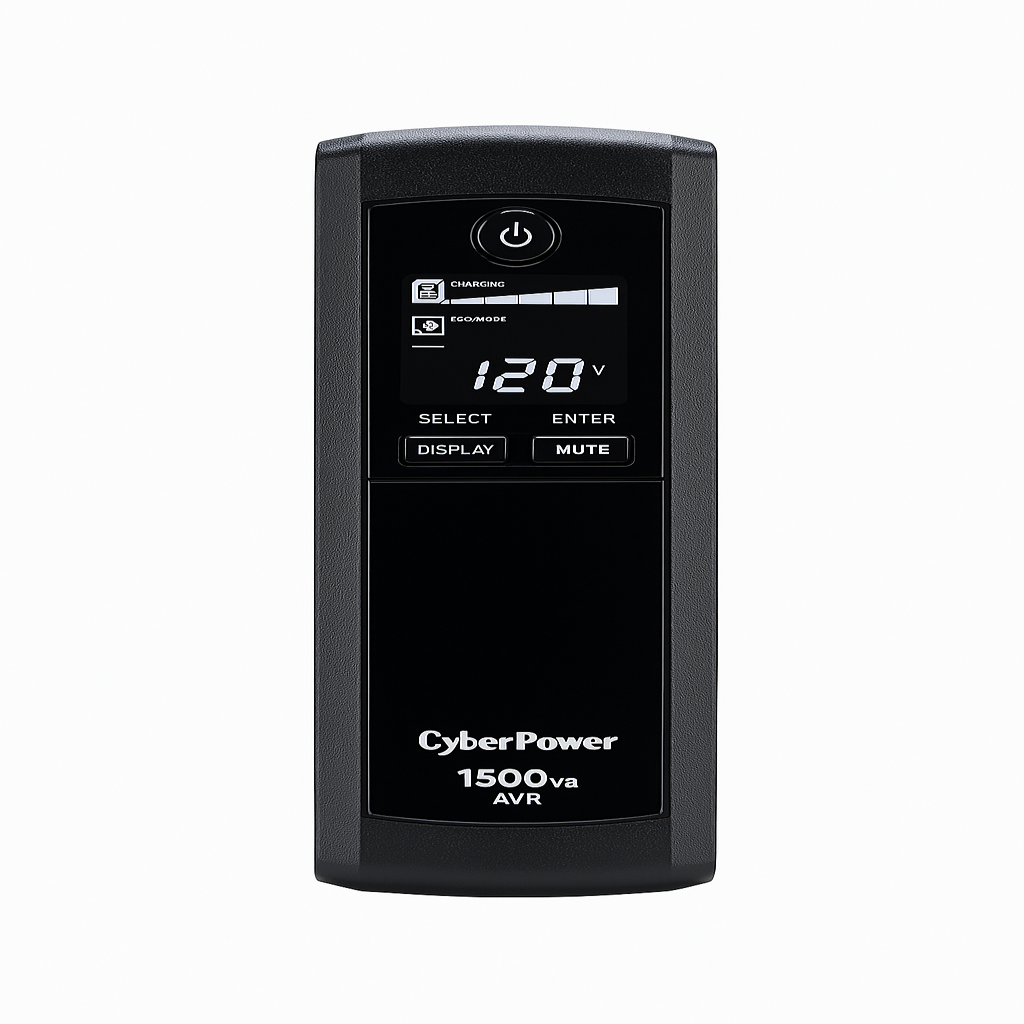Nobreak CyberPower CP1500AVRLCD 1500VA / 900W Línea Interactiva con AVR, 12 Salidas NEMA, Mini Torre, LCD