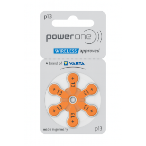 Blíster de pilas auditivas Power One p13 zinc-aire, vista frontal.