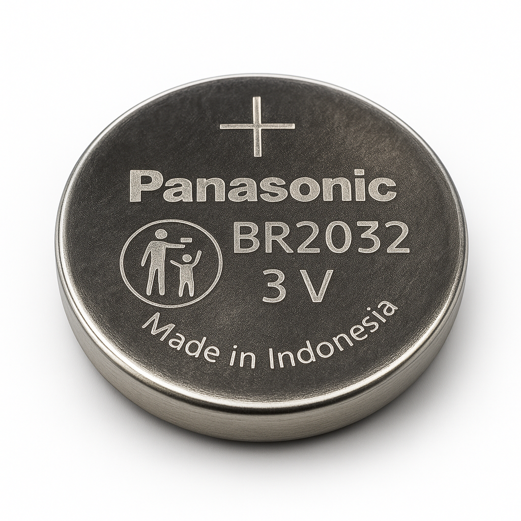 Pila de Litio BR2032 Marca Panasonic  3V – 190 mAh, Li/CFₓTipo Moneda