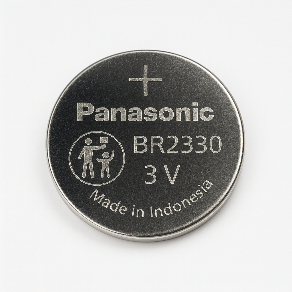 Pila de Litio BR2330 Marca Panasonic  3V – 255 mAh, Li/CFₓTipo Moneda