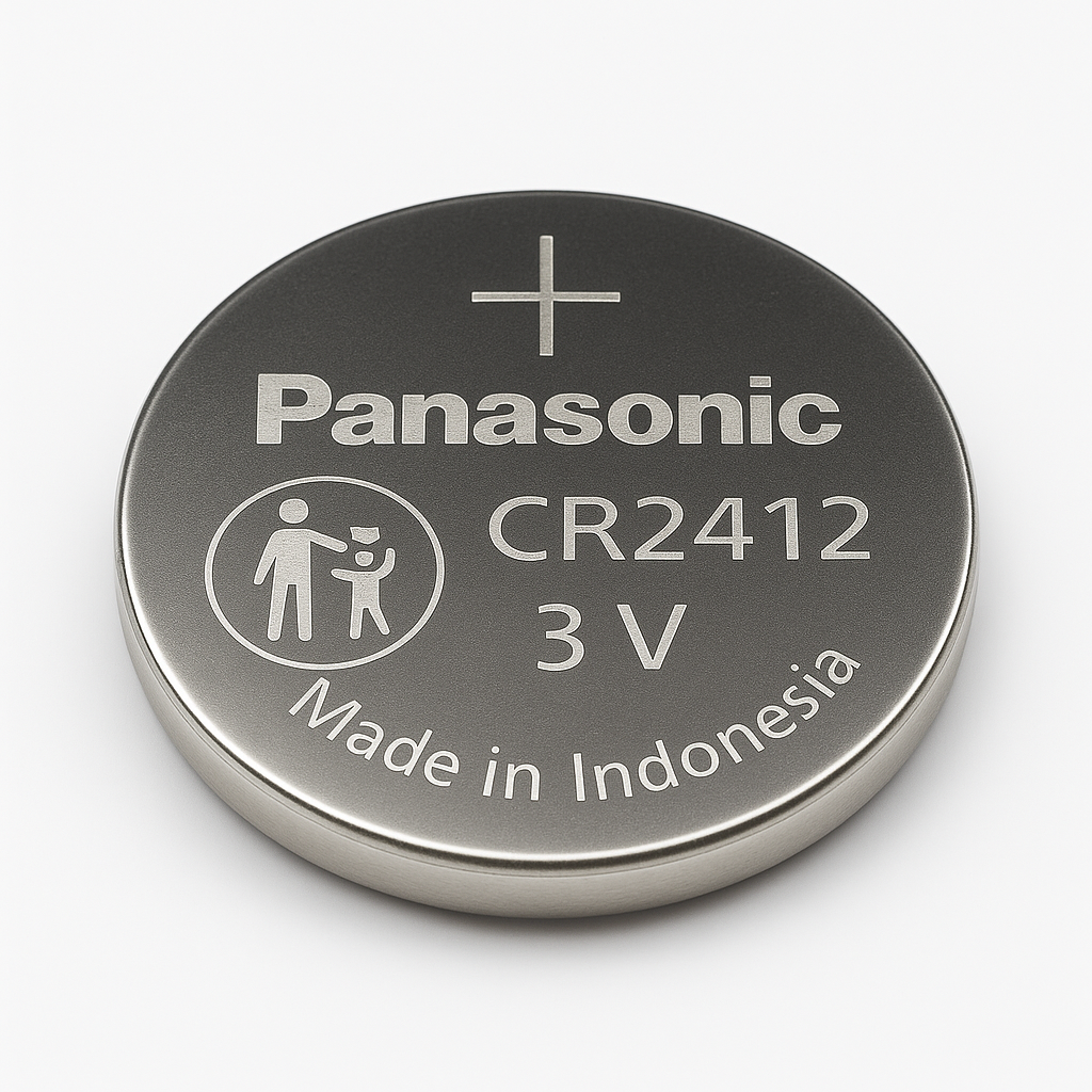 Pila de Litio CR2412 Marca Panasonic  3V – 100 mAh, LiMnO₂ Tipo Moneda
