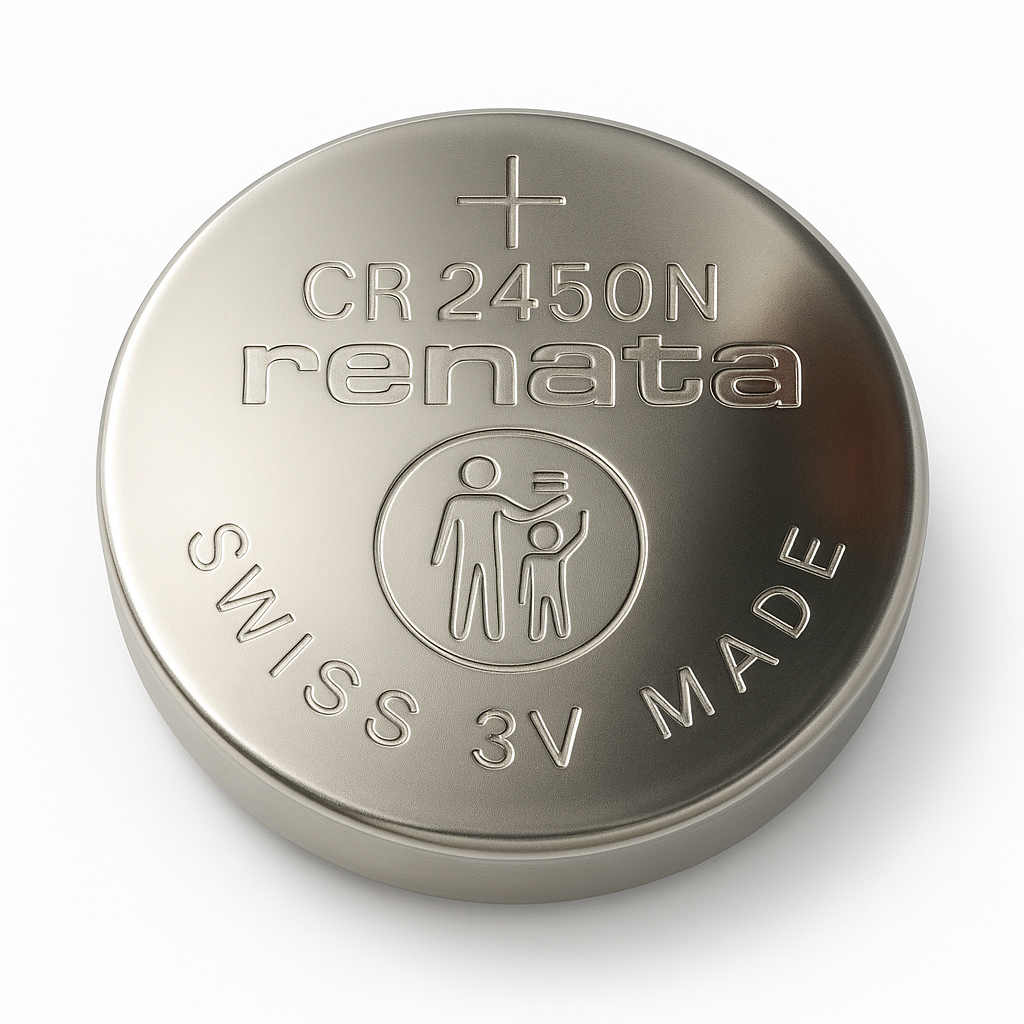 Pila de Litio CR2450N Marca Renata 3V – 540 mAh, LiMnO₂ Tipo Moneda