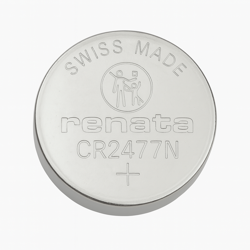 Pila de Litio CR2477N Marca Renata 3V – 950 mAh, LiMnO₂ Tipo Moneda