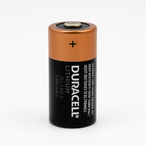 Pila de litio Duracell CR123A de 3 V vista frontal