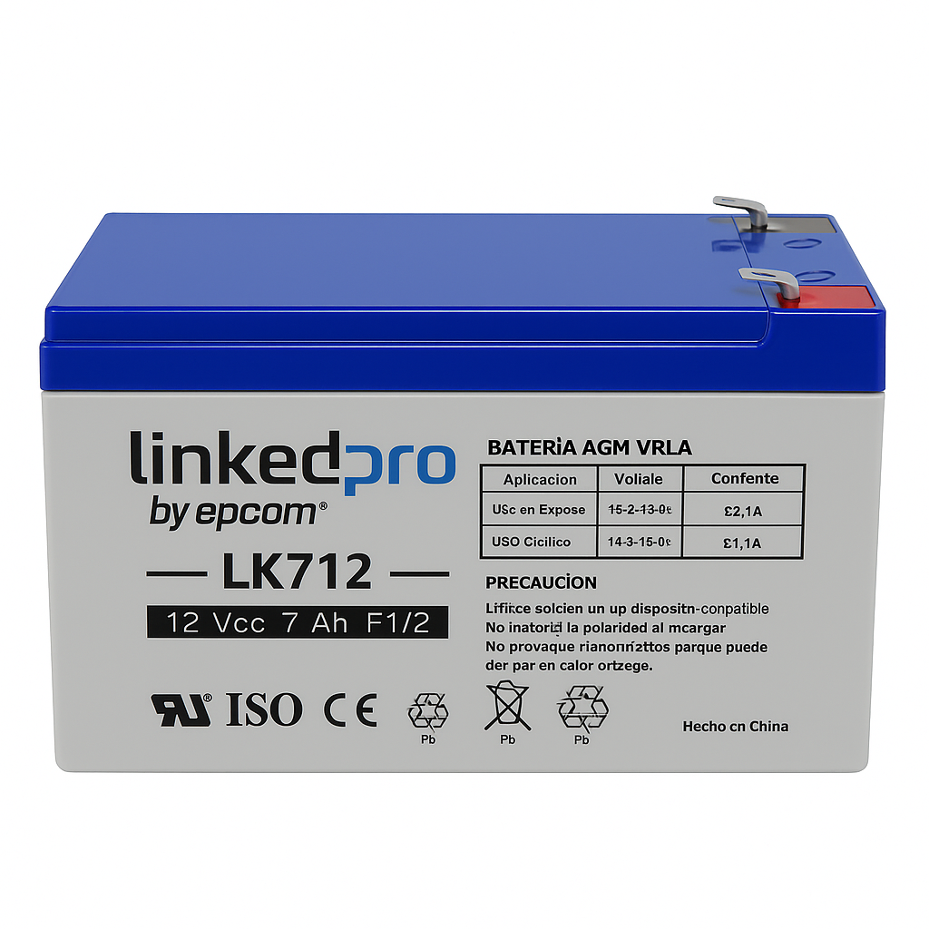 Batería Sellada Marca LINKED PRO LK712 AGM 12V 7Ah  AGM Terminal F1
