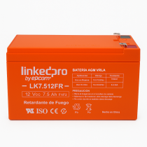 Batería Sellada Marca LINKED PRO LK7.512 AGM 12V 7.5Ah  AGM Terminal F1