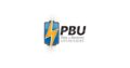 Logo de Pilas y Baterías Universales con ícono de batería azul y rayo amarillo
