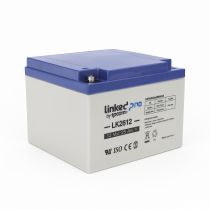 Batería sellada LinkedPro LK2612 AGM 12V 26Ah con terminal T1, ideal para UPS y sistemas de respaldo.