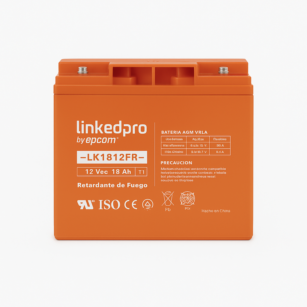 Batería Sellada LinkedPro LK1812FR 12 V 18 Ah T1  UL  Alarmas, Sistema contra incendio, Control de Acceso