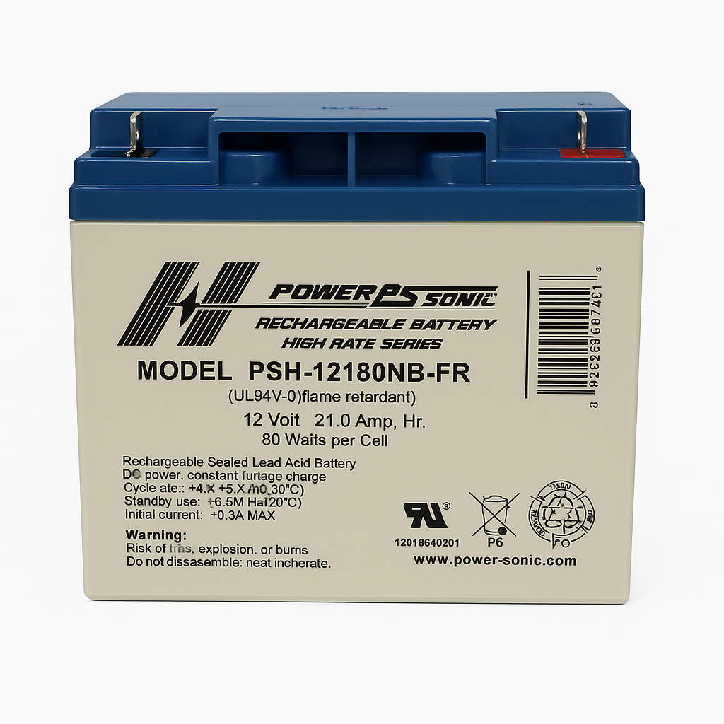Batería Sellada Power Sonic PSH12180 NB 12 V 21.0 Ah AGM, Equipo Médico, UPS