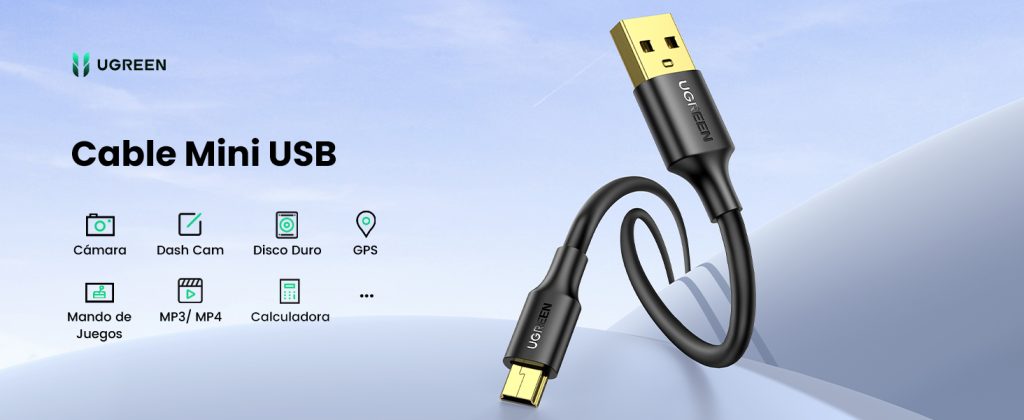 Cable USB-A 2.0 a Mini USB 1m para Datos y Alimentación 480Mbps