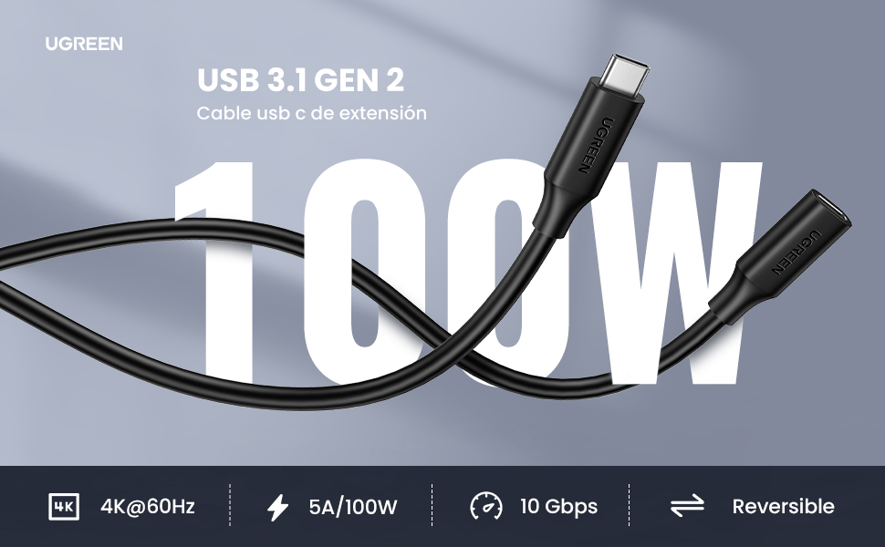 Cable USB-C 10387 UGREEN 3.1 Gen 2 para carga rápida y datos - Image 2