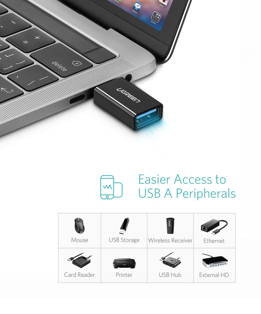 Adaptador USB-C 3.1 a USB-A 3.0 UGREEN 30155 con función OTG