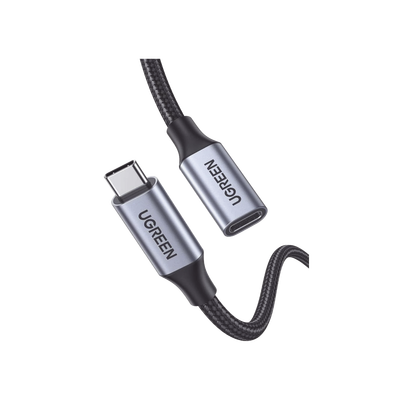 Cable USB-C Macho a USB-C Hembra | 1metro | USB-C 3.1 Gen 2 | Compatible con Thunderbolt 3 | Carcasa de Aluminio | Nylon Trenzado |  Transferencia de Datos 10 Gbps | Soporta hasta 100W para Carga Rápida.