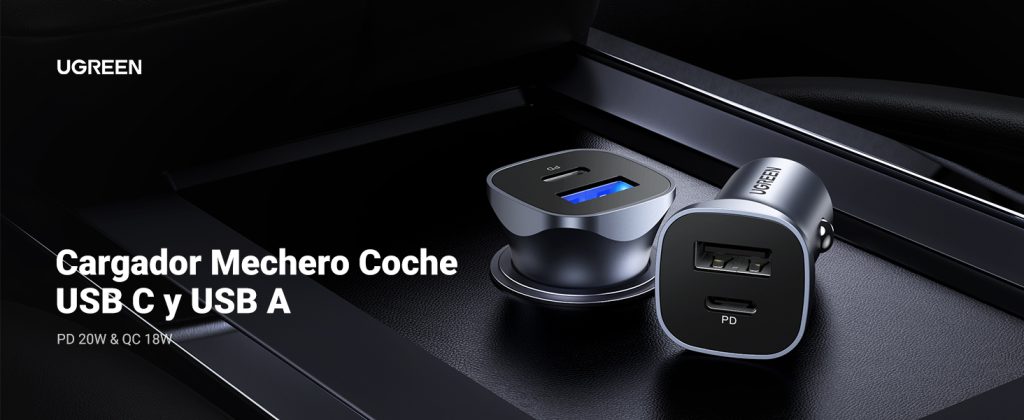 Cargador auto USB-C 30780 UGREEN 24W para vehículo 12-24V