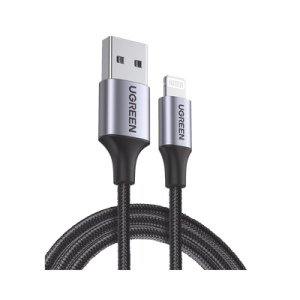 Cable USB-A a Lightning 60156 UGREEN con carga rápida y nylon negro