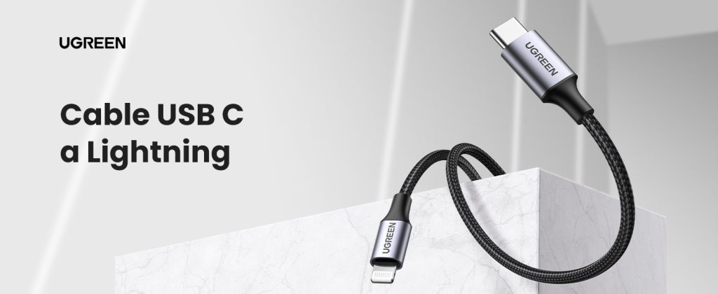 Cable USB-C a Lightning 60759 UGREEN nylon trenzado negro 60W