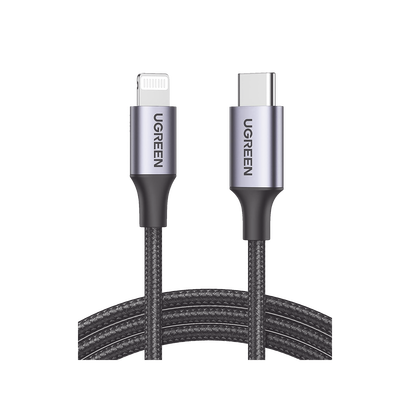 Cable USB-C a Lightning 60759 UGREEN nylon trenzado negro 60W