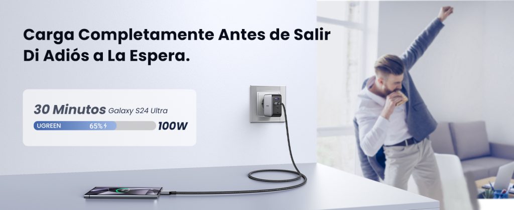Cable USB-C 70427 UGREEN de 1m con carga rápida PD3.0 y nylon trenzado