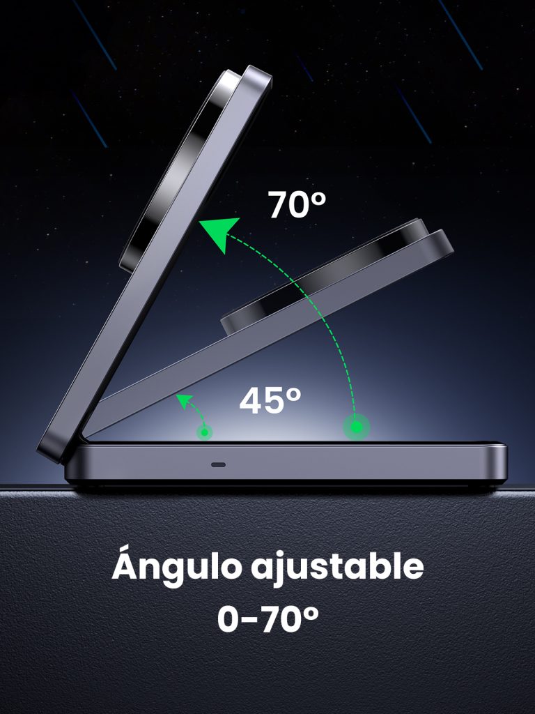 Cargador inalámbrico 2 en 1 45056 UGREEN con Qi2 20W ajustable