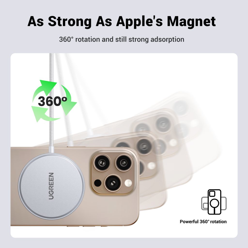 Cargador inalámbrico magnético 35565 UGREEN con USB-C 15W rápido