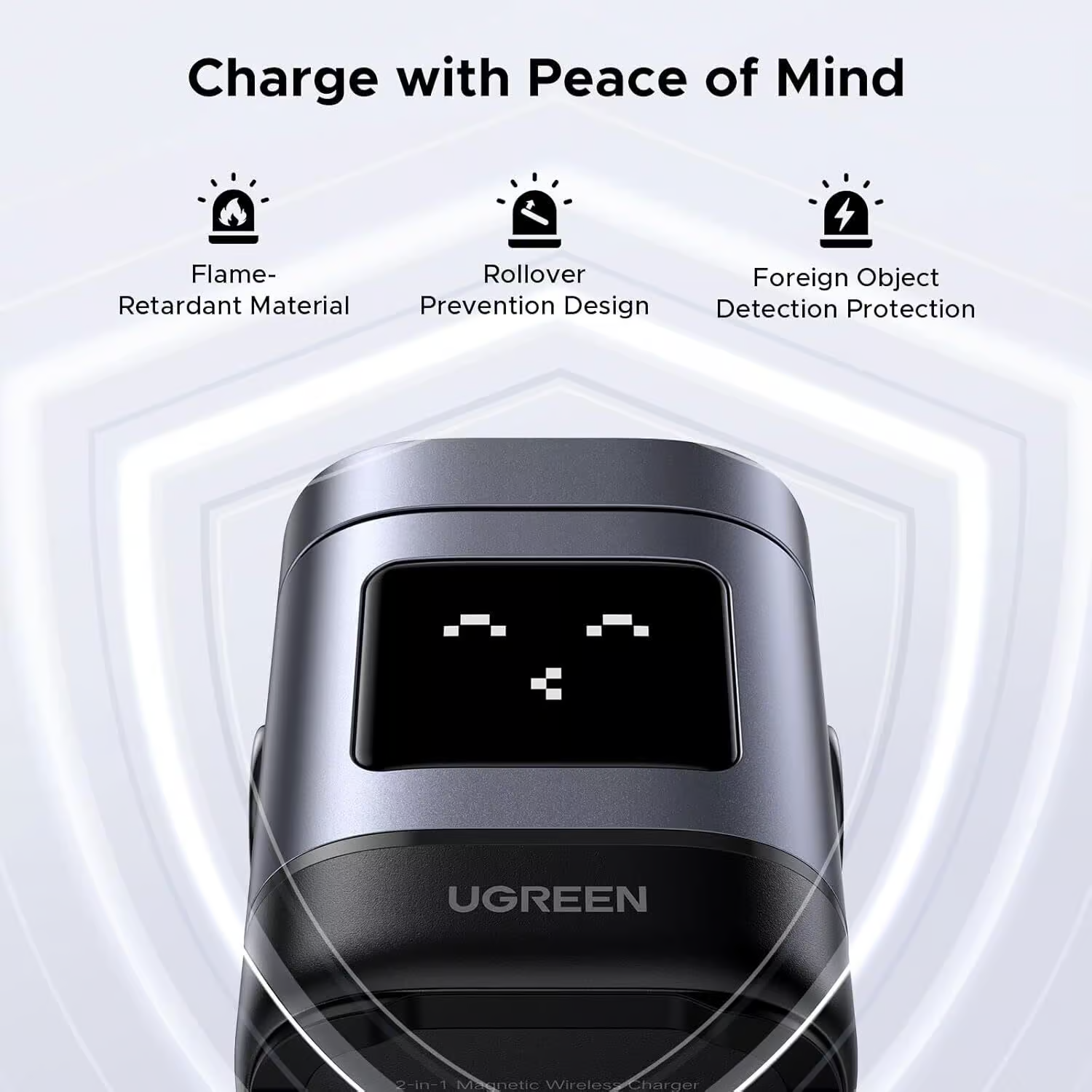 Cargador inalámbrico 2 en 1 UGREEN Qi2 15W para iPhone y AirPods - Image 4