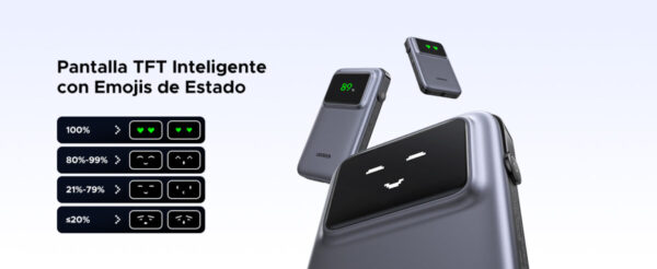 Power Bank 35604B UGREEN 10000mAh 30W con USB-C y pantalla