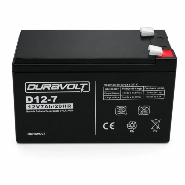 Batería D12-7 Ácido Plomo Duravolt 12 V 7.00 AH Ciclo Profundo