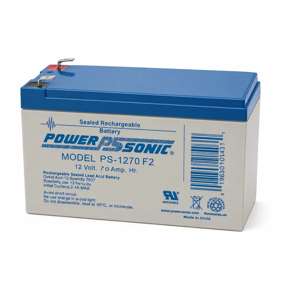 Batería PS-1270 F2 Plomo ácido Power-Sonic 12.0 Volts 7.0Ah