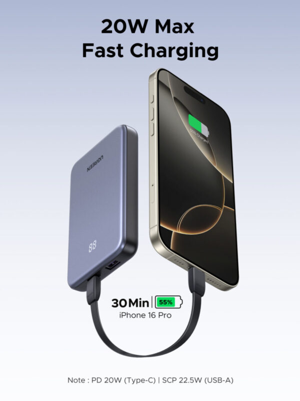 Power bank 75131B UGREEN ultradelgado 10000mAh con USB-C PD3.0