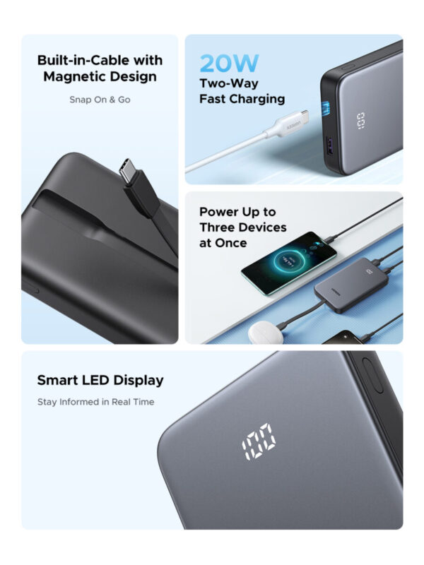 Power Bank 75161B UGREEN con cable integrado 10000mAh PD3.0