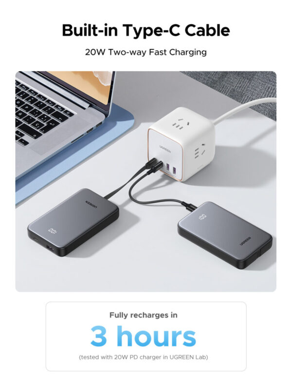 Power Bank 75161B UGREEN con cable integrado 10000mAh PD3.0