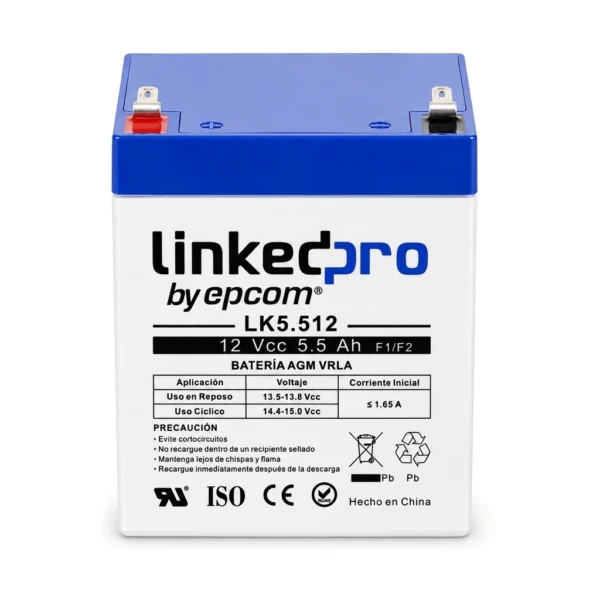 PBU bateria-lk5-512-linkedpro · Vista-Frontal Batería LK5.512 Ácido Plomo Linkedpro 12.0V 5.5Ah Recargable