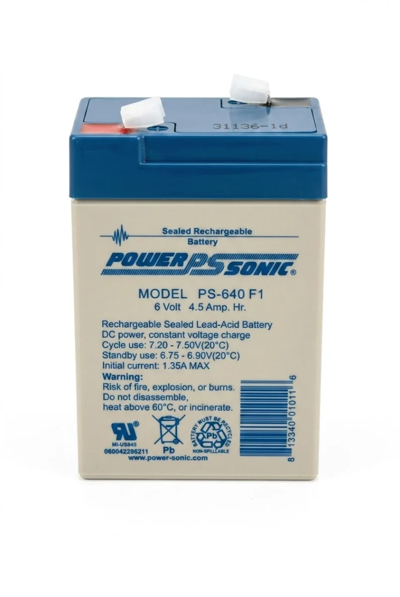 Batería PS-640 Ácido plomo Power-Sonic 6.0V 4.5Ah Recargable
